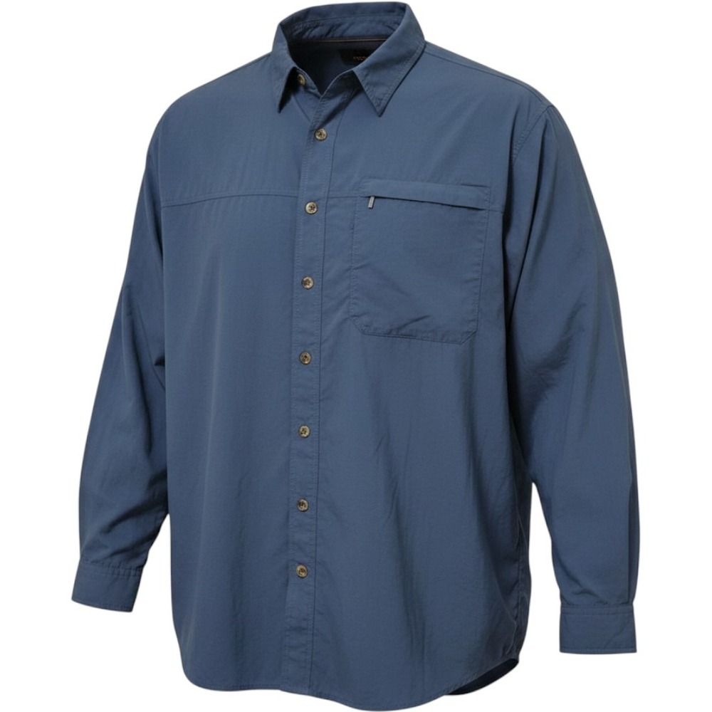 Oobe Shirt Mens XL Blue Nylon Long Sleeve Fishing Hiking Utility Button Down
